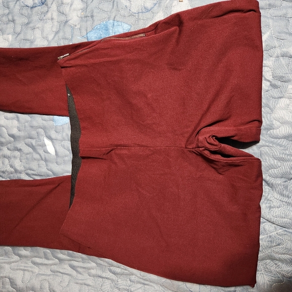 Womens Burgundy High-Waisted Pants - Picture 3 of 9